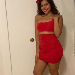 Red mini dress